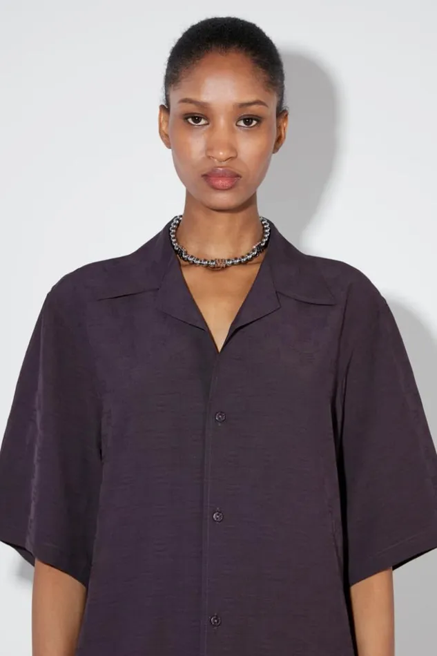 Women Tops MISBHV Resort Monogram Viscose Wool Shirt Washed Black