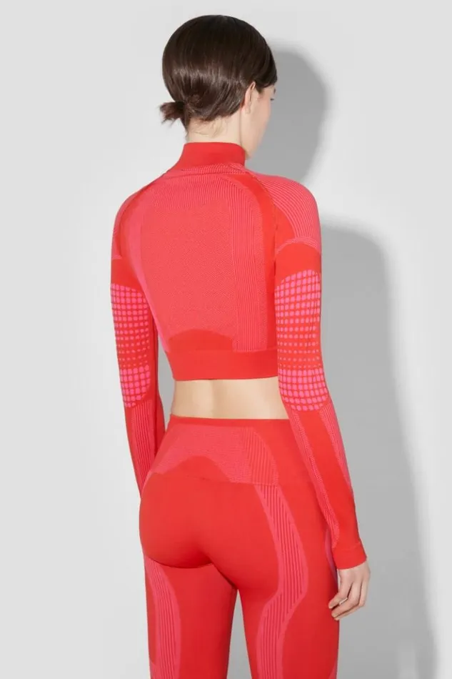 Women Tops MISBHV Sport Europa Cropped QuarterZip Longsleeve Coral Red
