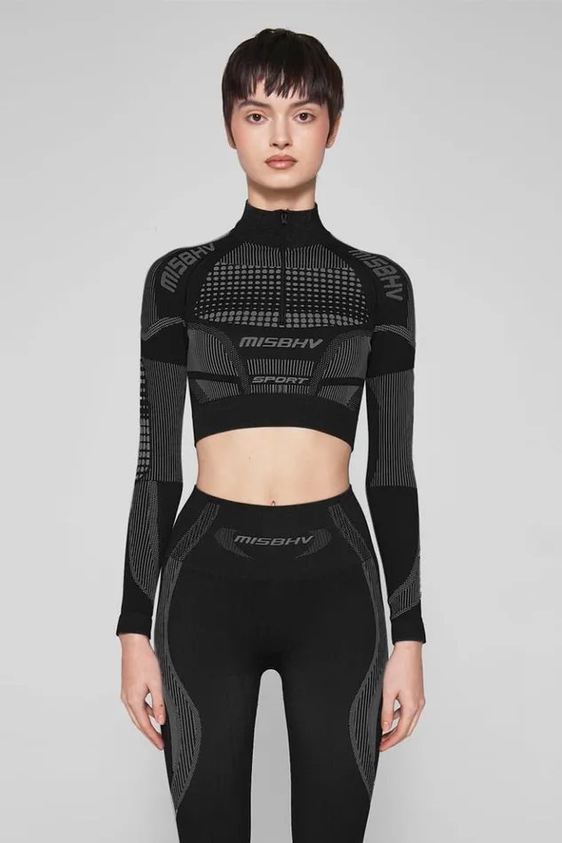 Women Tops MISBHV Sport Europa Cropped QuarterZip Longsleeve Muted Black