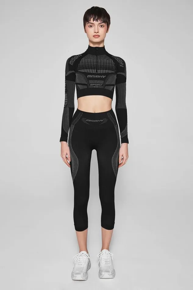 Women Tops MISBHV Sport Europa Cropped QuarterZip Longsleeve Muted Black