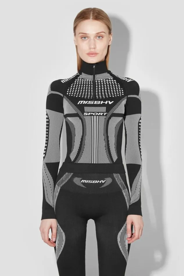 Women Tops MISBHV Sport Europa QuarterZip Longsleeve Blackwhite