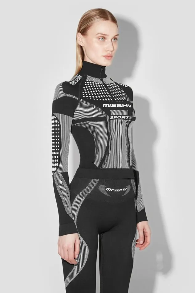 Women Tops MISBHV Sport Europa QuarterZip Longsleeve Blackwhite