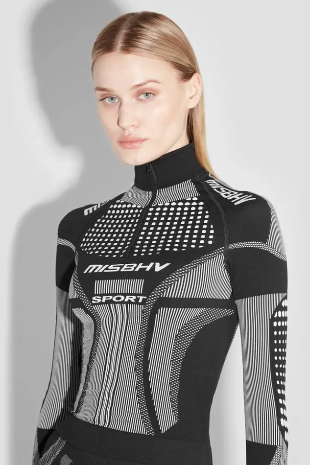 Women Tops MISBHV Sport Europa QuarterZip Longsleeve Blackwhite