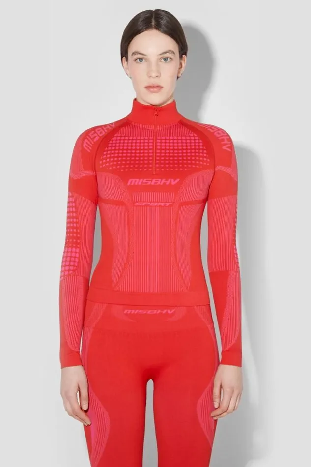 Women Tops MISBHV Sport Europa QuarterZip Longsleeve Coral Red