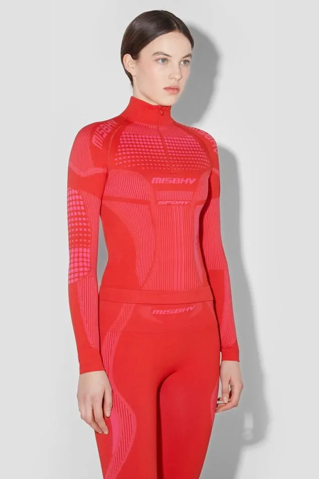 Women Tops MISBHV Sport Europa QuarterZip Longsleeve Coral Red