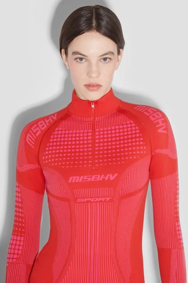 Women Tops MISBHV Sport Europa QuarterZip Longsleeve Coral Red
