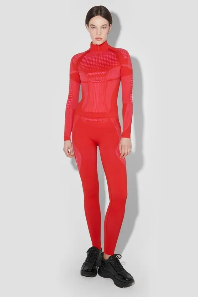 Women Tops MISBHV Sport Europa QuarterZip Longsleeve Coral Red