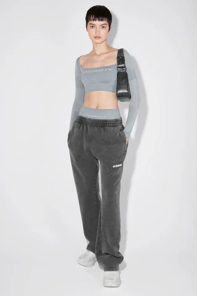 Women Tops MISBHV Sport Longsleeve Cropped Square Shaped Steel Blue