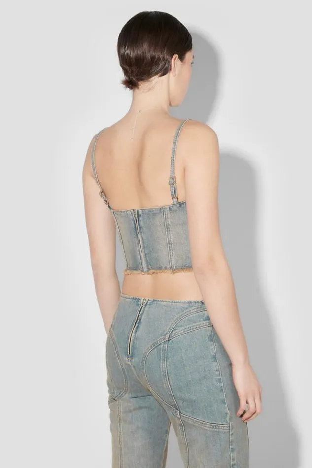 Women Tops MISBHV Sunset Wash Lara Laced Studded Denim Corset Blue