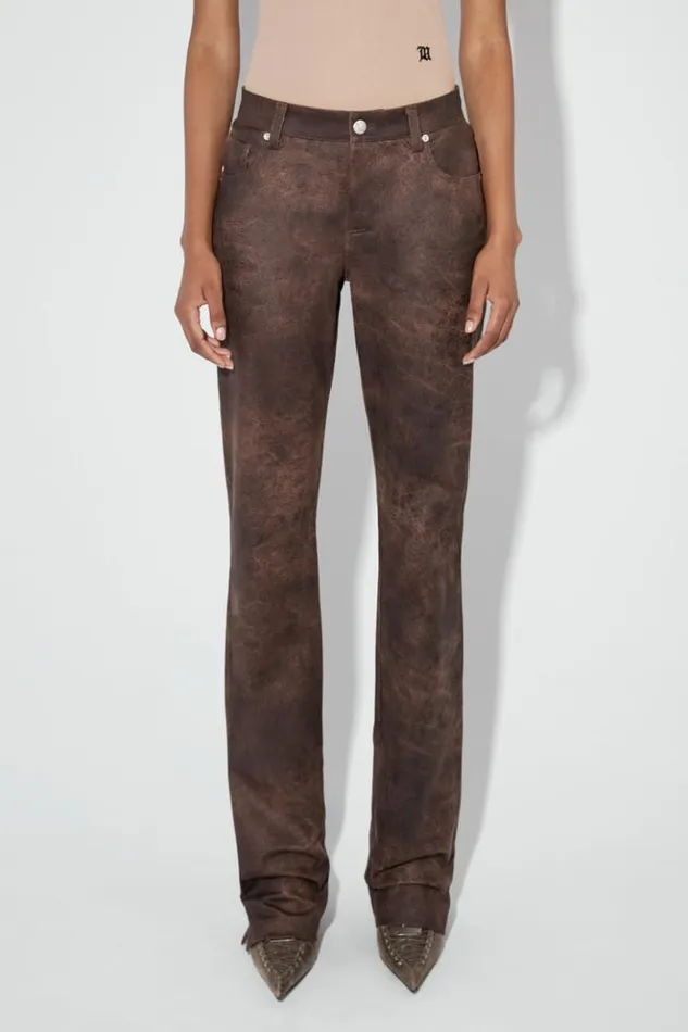 Women Trousers MISBHV Cracked Faux Leathers Trousers Brown