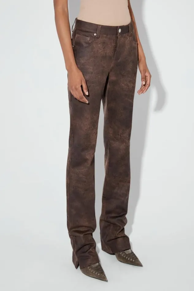 Women Trousers MISBHV Cracked Faux Leathers Trousers Brown