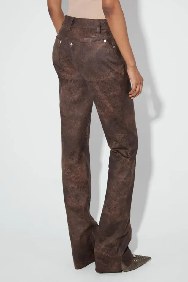 Women Trousers MISBHV Cracked Faux Leathers Trousers Brown
