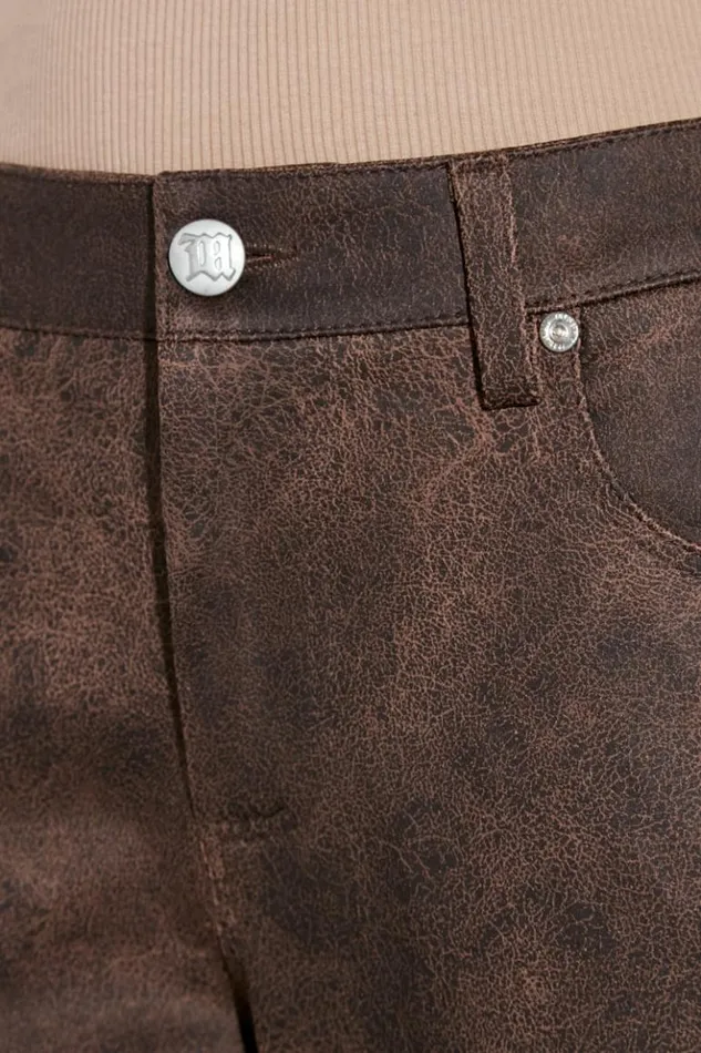 Women Trousers MISBHV Cracked Faux Leathers Trousers Brown