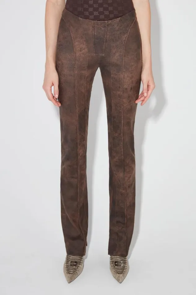 Women Trousers MISBHV Harley Cracked Faux Leather Trousers Brown