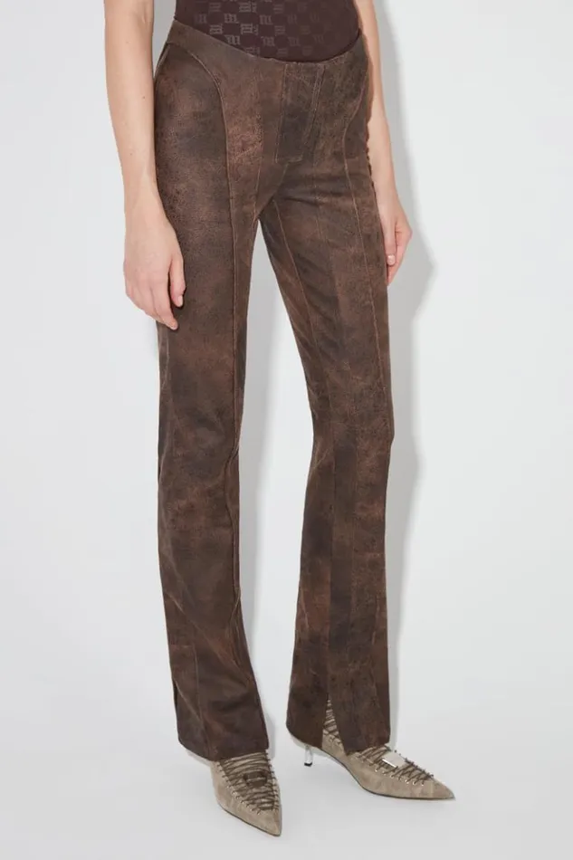 Women Trousers MISBHV Harley Cracked Faux Leather Trousers Brown