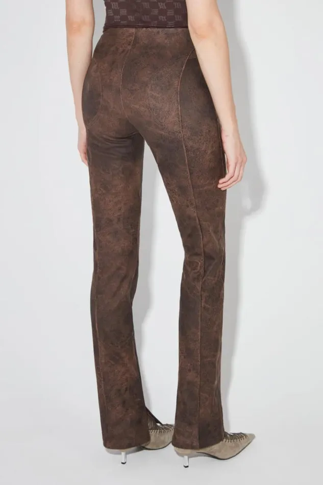 Women Trousers MISBHV Harley Cracked Faux Leather Trousers Brown
