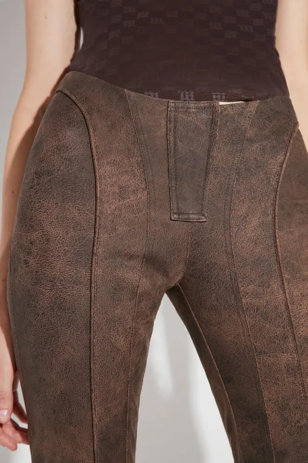Women Trousers MISBHV Harley Cracked Faux Leather Trousers Brown