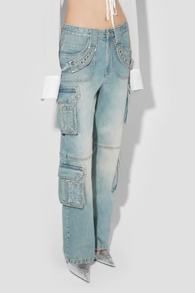 Women Trousers MISBHV Harness Cargo Trousers Blue