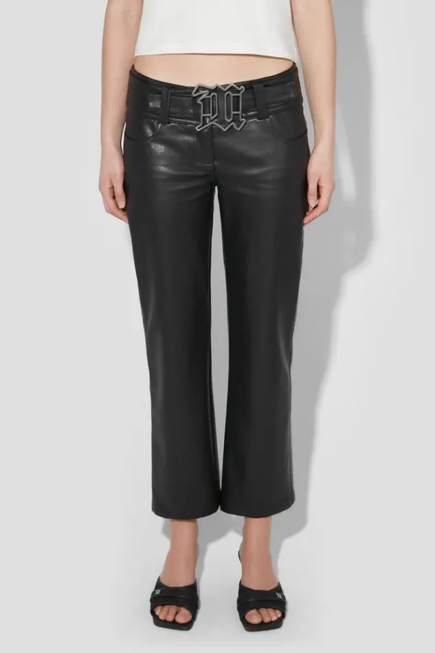 Women Trousers MISBHV Matte Faux Leather Low Rise Trousers Black
