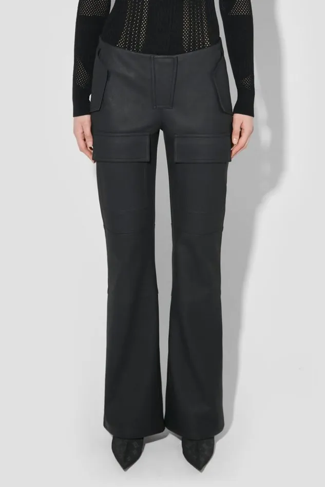 Women Trousers MISBHV Matte Faux Leather Moto Trousers Black