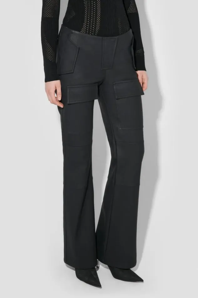 Women Trousers MISBHV Matte Faux Leather Moto Trousers Black