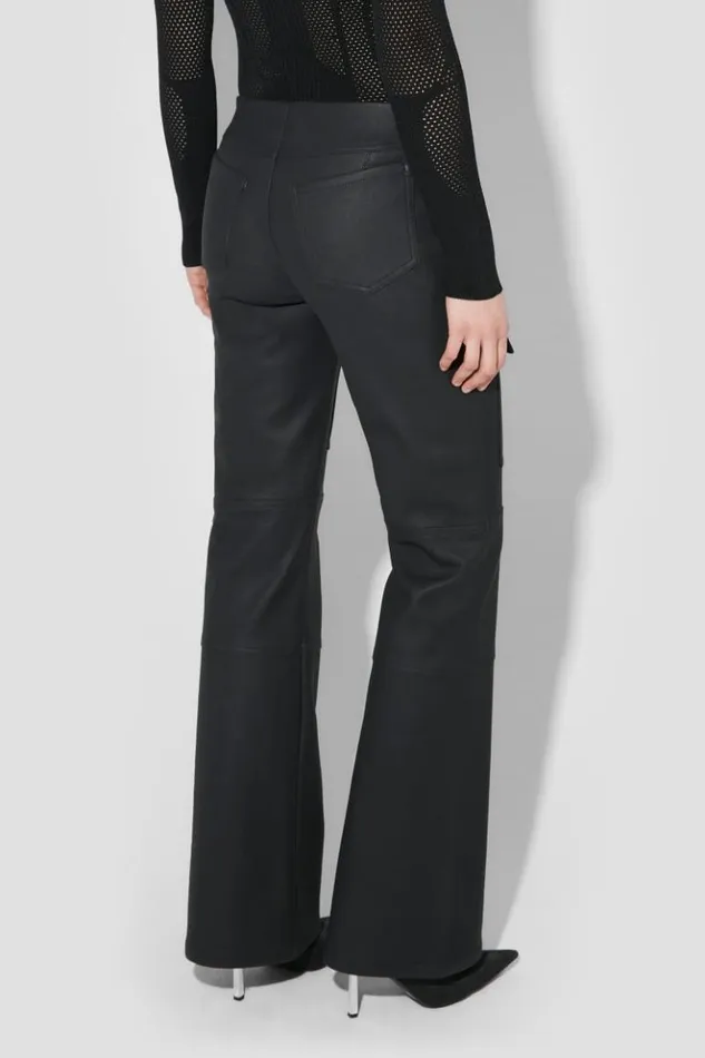 Women Trousers MISBHV Matte Faux Leather Moto Trousers Black