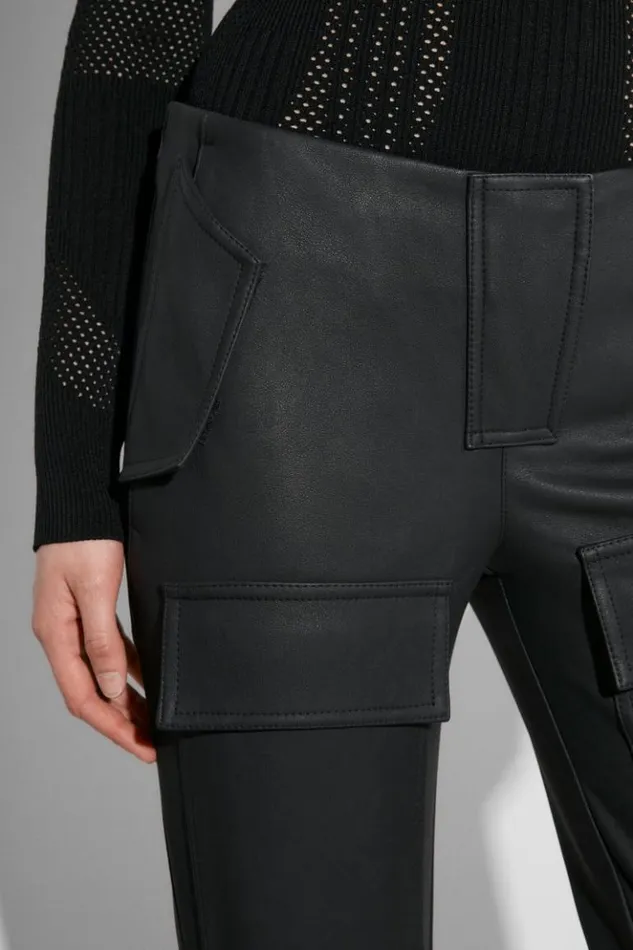 Women Trousers MISBHV Matte Faux Leather Moto Trousers Black