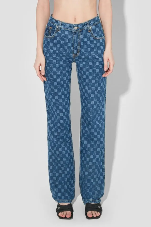 Women Trousers MISBHV Signature Monogram Denim High Waisted Trousers