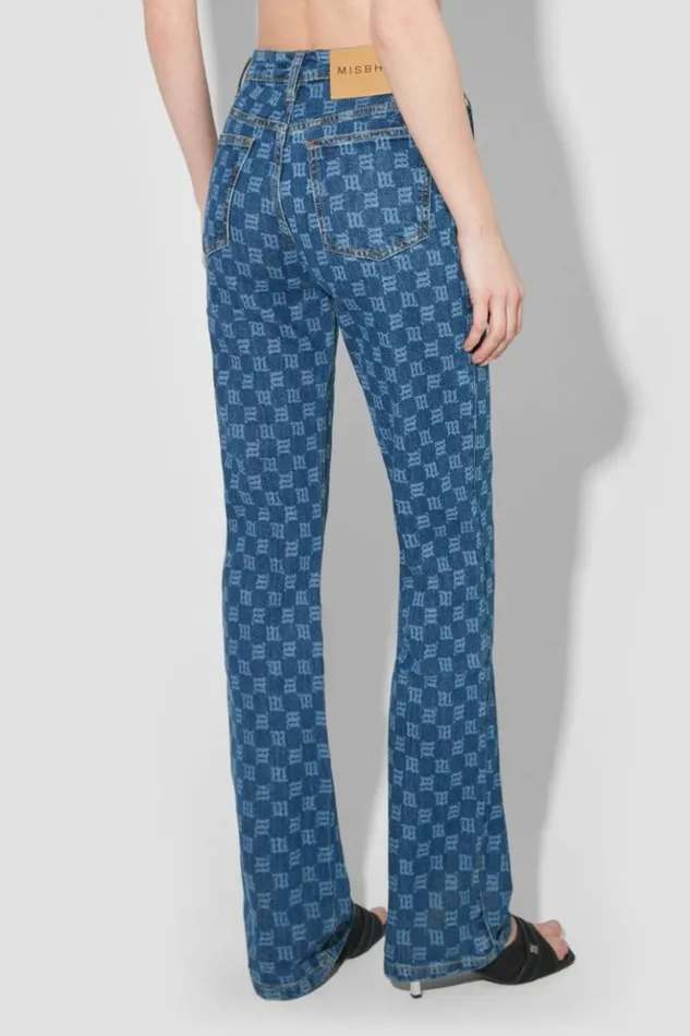 Women Trousers MISBHV Signature Monogram Denim High Waisted Trousers