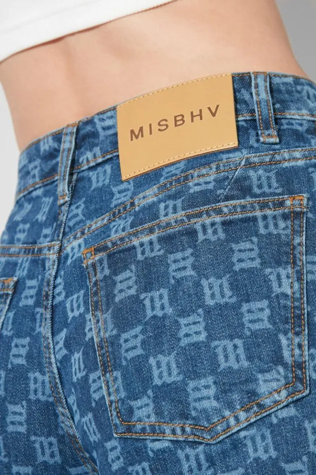 Women Trousers MISBHV Signature Monogram Denim High Waisted Trousers