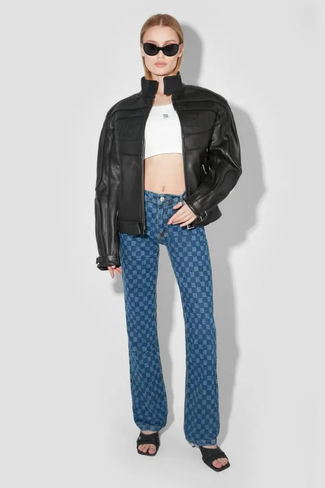Women Trousers MISBHV Signature Monogram Denim High Waisted Trousers