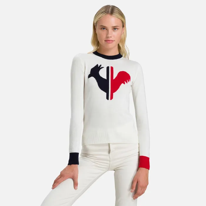 Women Women039s Alya Round Neck Sweater White100 Rossignol Sweatshirts and Pullovers