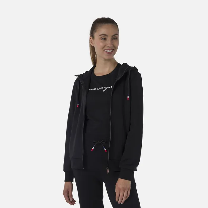Women Women039s Fullzip Hooded Logo Fleece Sweatshirt Black200 Rossignol Sweatshirts and Pullovers
