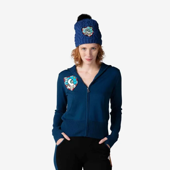 Women Women039s JCC Galina Full Zip Knit Top Cosmicblue Rossignol Sweatshirts and Pullovers