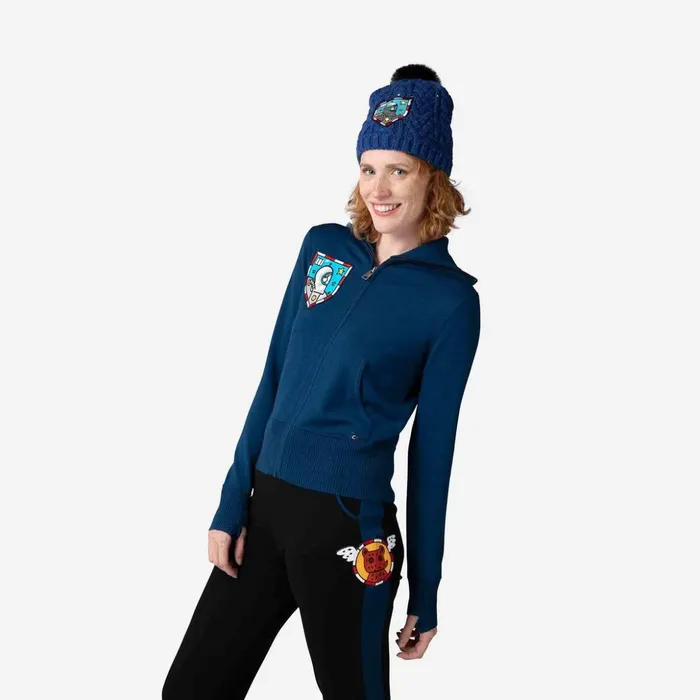 Women Women039s JCC Galina Full Zip Knit Top Cosmicblue Rossignol Sweatshirts and Pullovers