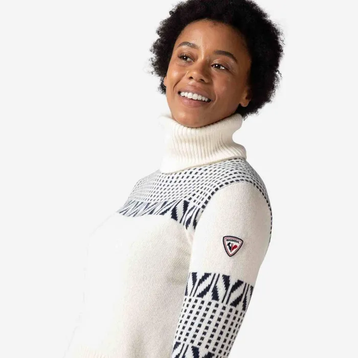 Women Women039s Vintage Turtleneck Knit Sweater White100 Rossignol Sweatshirts and Pullovers