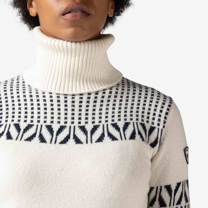Women Women039s Vintage Turtleneck Knit Sweater White100 Rossignol Sweatshirts and Pullovers
