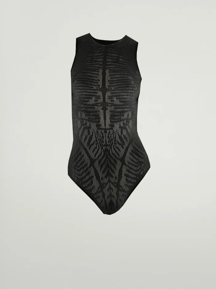 Zebra Net String Body Black Women Wolford Tops