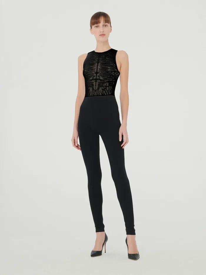 Zebra Net String Body Black Women Wolford Tops