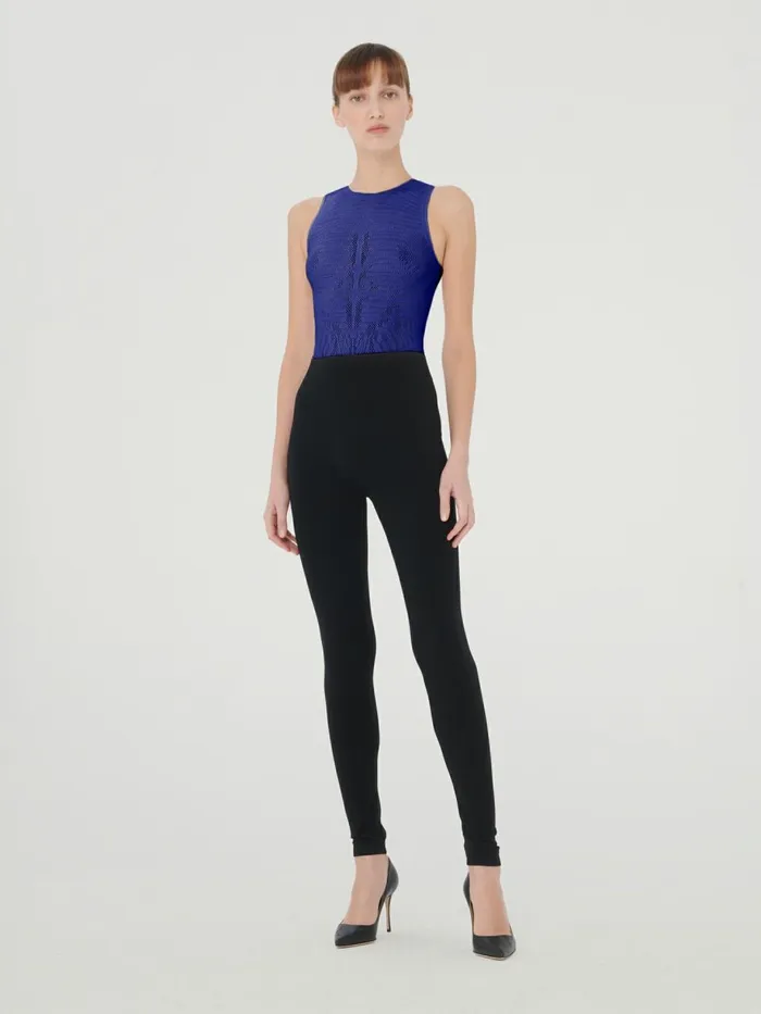 Zebra Net String Body Blue Ray Women Wolford Tops