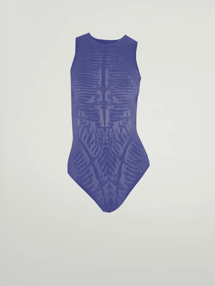 Zebra Net String Body Blue Ray Women Wolford Tops