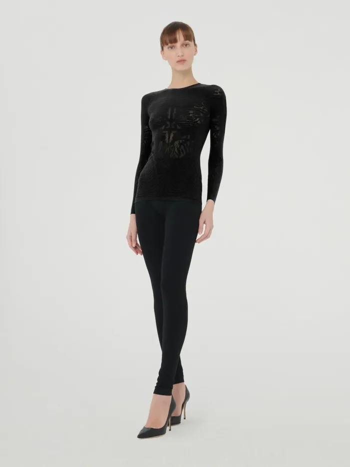 Zebra Net Top Long Sleeves Black Women Wolford Tops