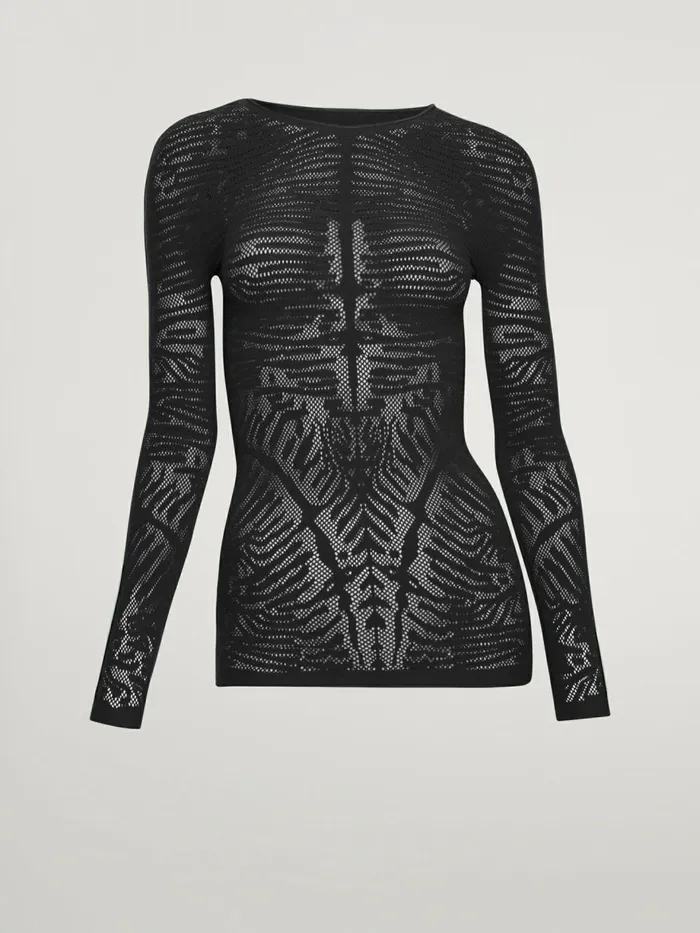 Zebra Net Top Long Sleeves Black Women Wolford Tops