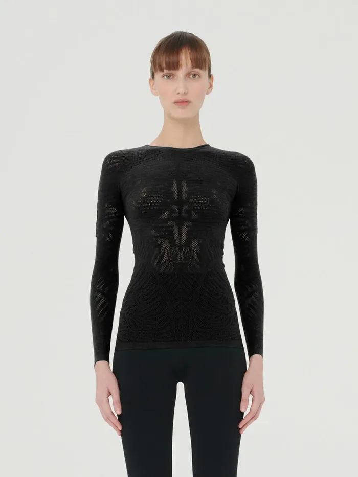 Zebra Net Top Long Sleeves Black Women Wolford Tops