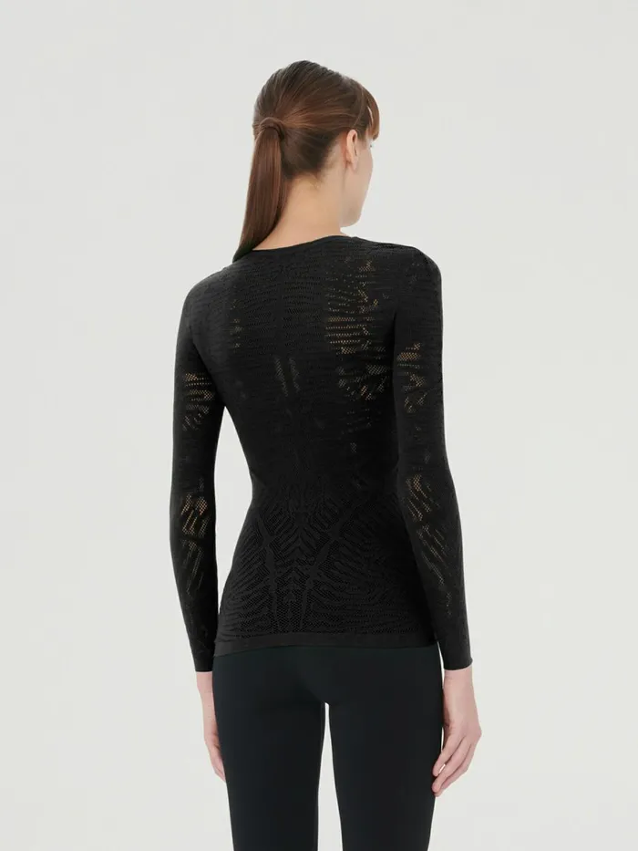 Zebra Net Top Long Sleeves Black Women Wolford Tops