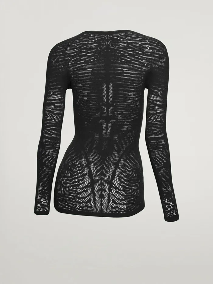 Zebra Net Top Long Sleeves Black Women Wolford Tops